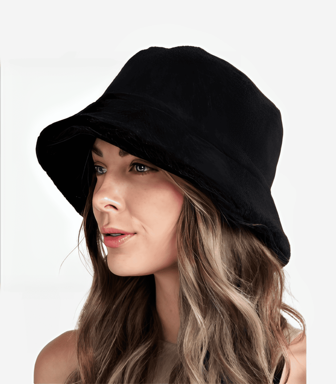 Black Winter Bucket Hat for Women – Stylish & Warm